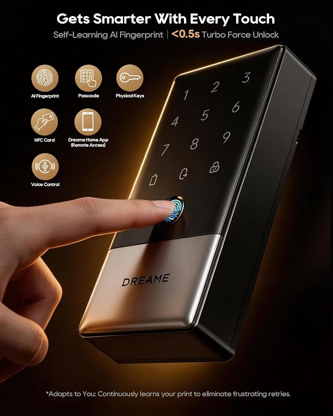 DREAME Wi-Fi Smart Door Lock for Front Door A10, Matter Over Thread, Works - Image 4