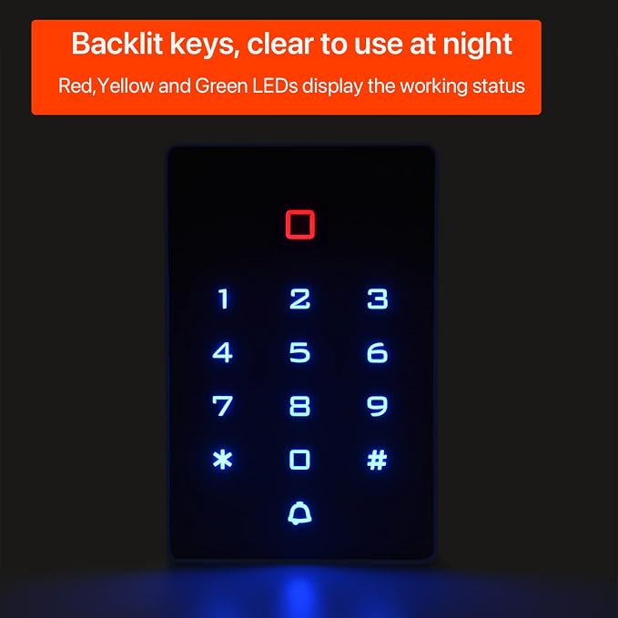 Wireless WiFi Access Control Keypad, Backlight Door Access Control System + - Image 3