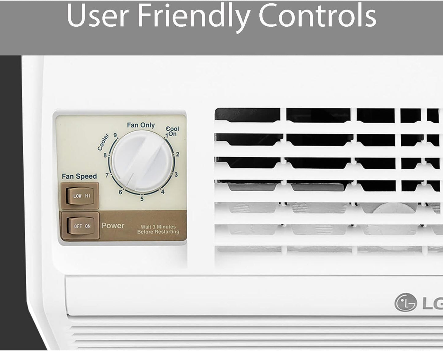 LG 5,000 BTU Window Air Conditioner, 115V, AC Window Unit Cools 150 Sq.Ft. (10' x 15' Room Size), Perfect for Bedrooms, Quiet AC with 2 Cooling & Fan Speeds, 2-Way Air Deflection, and Washable Filter