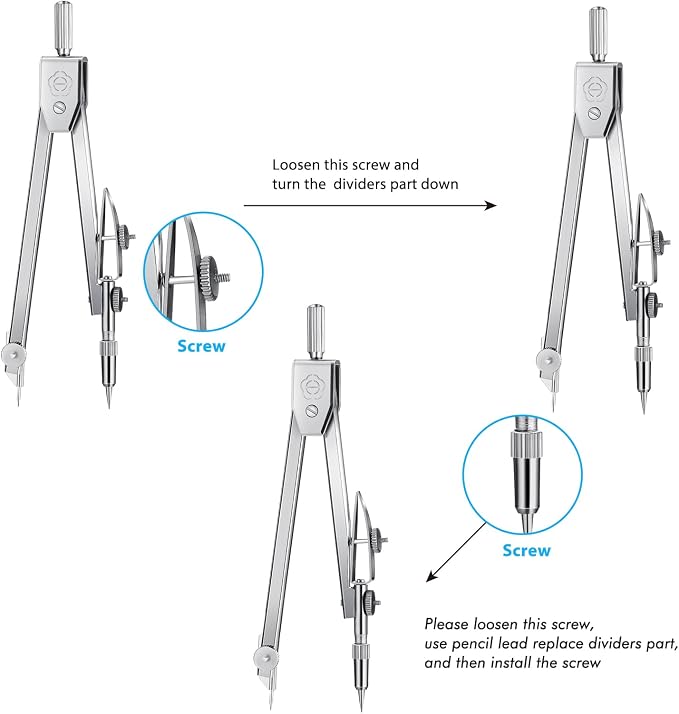 EBOOT Student Geometry Math Set, Drawing Compass and 6 Inch Swing Arm - Image 4