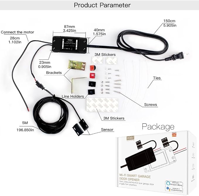 MOES WiFi Smart Garage Door Opener Controller, Smart Life/Tuya APP Remote - Image 5