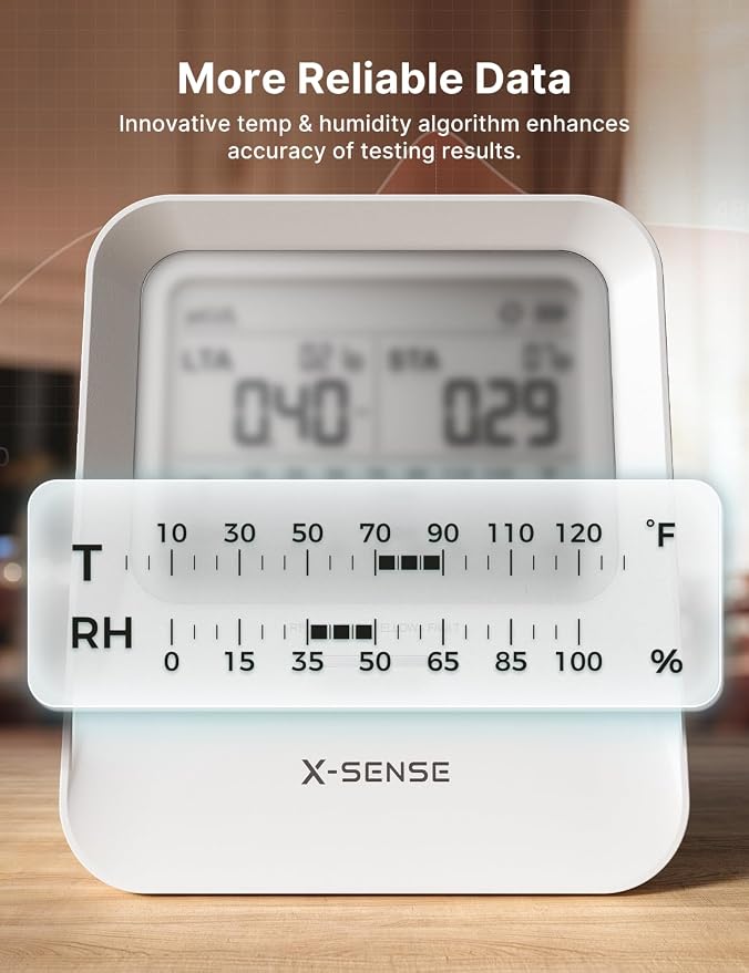 X-Sense Radon Detector, Audible & Visual Alerts, One-Touch Reset, Stores Up to - Image 6