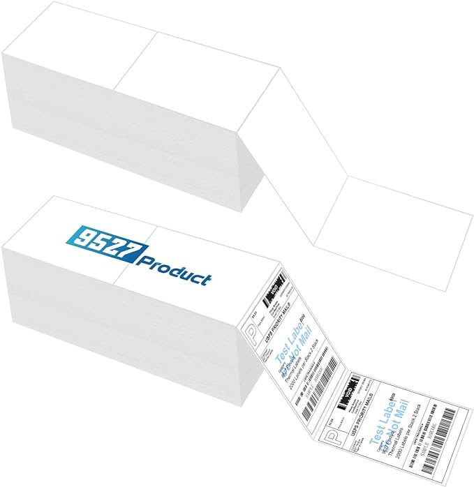 9527 Product 4" x 6" Zebra Fanfold Direct Thermal Shipping Labels, 2 Stacks by 9527+Product