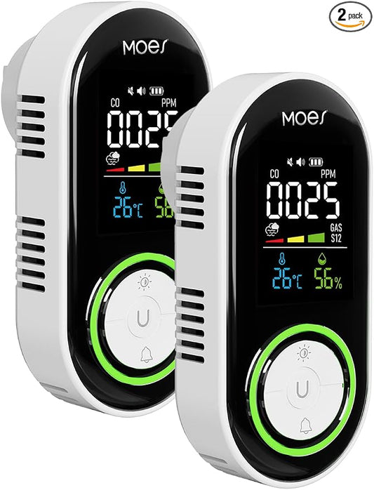 MOES 5in1 Plug-in S-moke G-as C-arbon M-onoxide D-etector Screen, methane by MOES+HEALTH