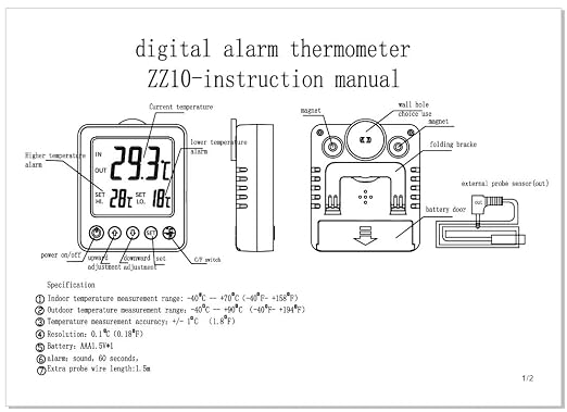 Refrigerator Thermometer Freezer Alarm Digital Freezer Thermometer Fridge - Image 9