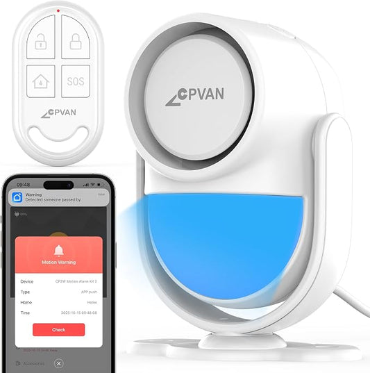 CPVAN WiFi Motion Sensor Alarm, 125dB Smart PIR Detector by CPVAN
