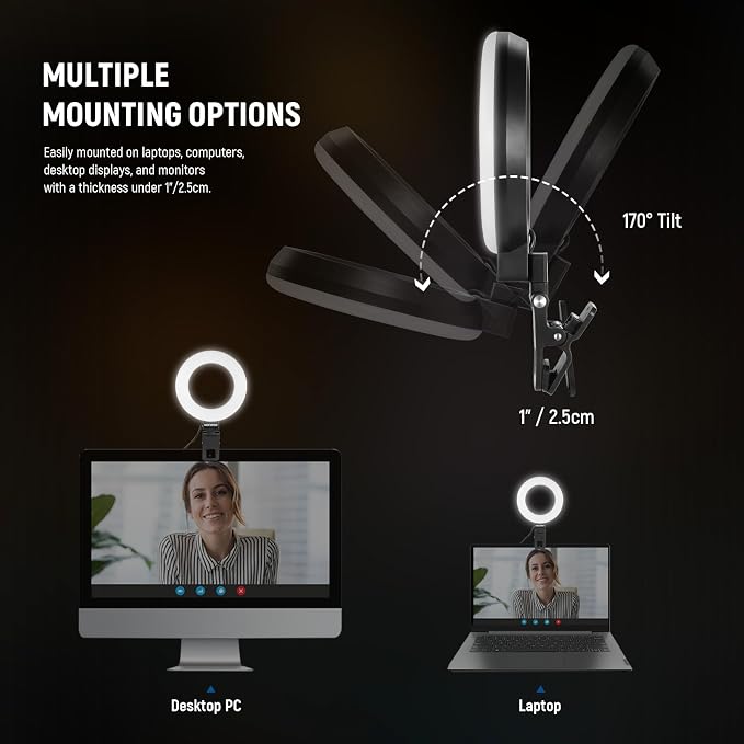 NEEWER BASICS 5" Ring Light for Video Conference Lighting, 2 Pack Clip on Light - Image 5