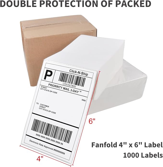 L LIKED 1000 4x6 Thermal Shipping Labels Fanfold, Direct Thermal Printer Labels - Image 4