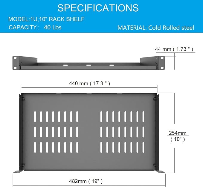 1U Universal Server Rack Shelves - Image 2