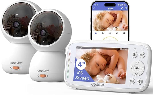 1080P WiFi Baby Monitor with 2 Camera and Audio, Pan-Tilt-Zoom Video Camera by Jeeber