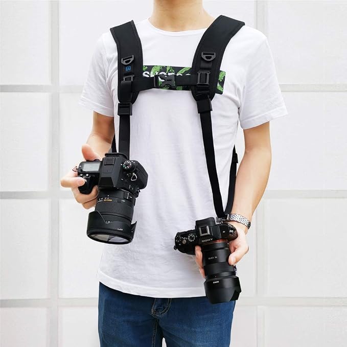 PULUZ Dual Camera Shoulder Harness Quick Release Double Camera Tether Strap - Image 6
