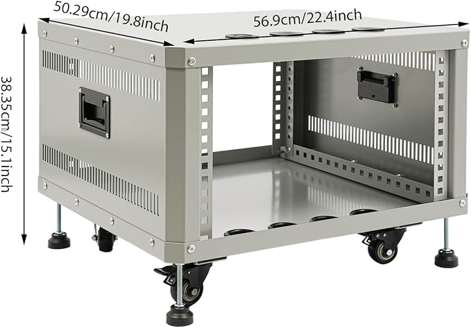 6U Stereo & Studio Rack with Wheels, Open Frame Audio Rack Cabinet, Rolling - Image 5