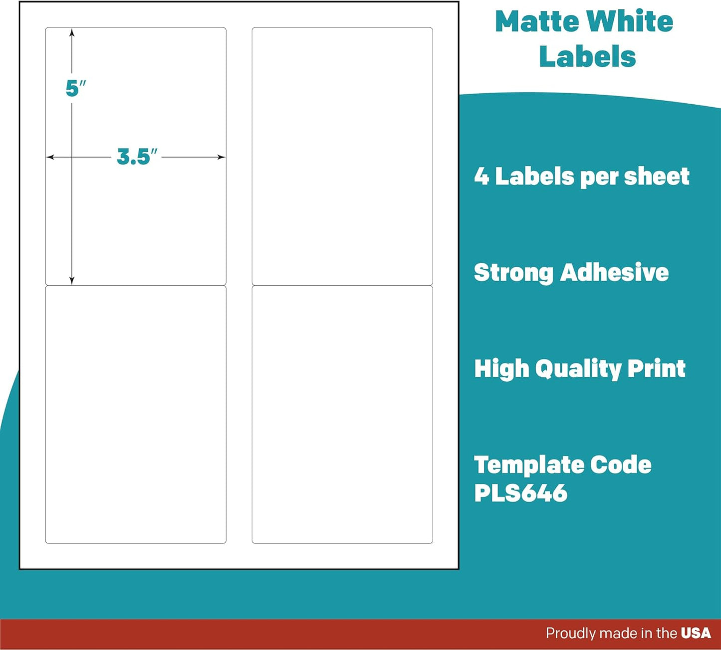 Premium Label Supply White Sticker Mailing/Shipping Labels – 3.5" x 5" – Laser/Inkjet Compatible – (4 per Sheet), 1000 Sheets - 4,000 Total Adhesive Labels