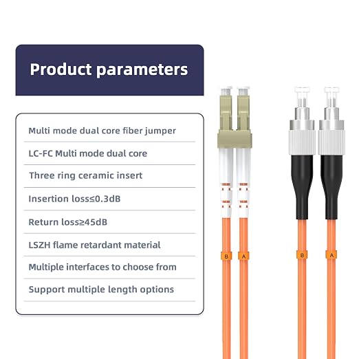 OM1 LC to FC Fiber Patch Cable, 0.6M/1.96FT Fiber Optic Jumper, 10GB Multimode - Image 3