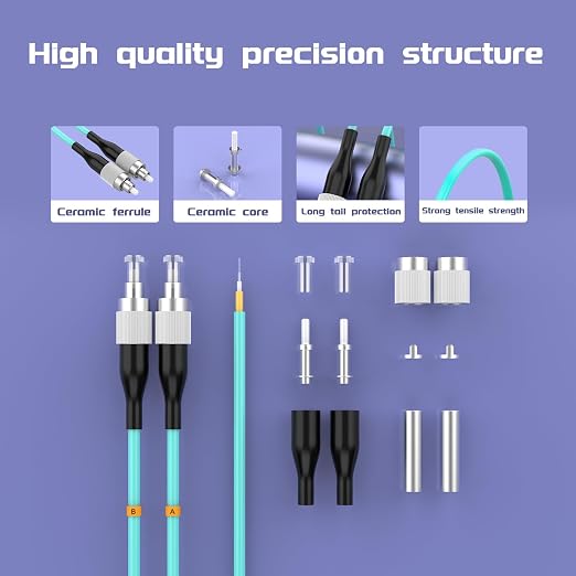 FC/UPC-FC/UPC Fiber Patch Cable OM3 15Meter/49ft 10GB Multimode Jumper Duplex - Image 4