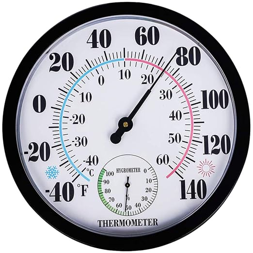 Outdoor Thermometer Hygrometer, 10 Inch Outdoor Thermometer Large Numbers by Lirches
