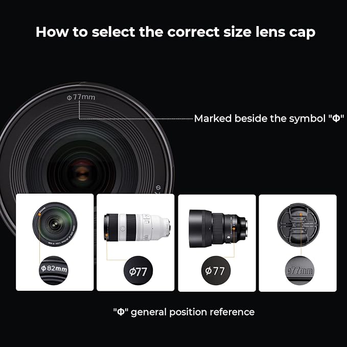 K&F Concept 55mm Lens Cap, 9-in-1 Center Pinch Lens Cover + Anti-Loss Keeper - Image 2