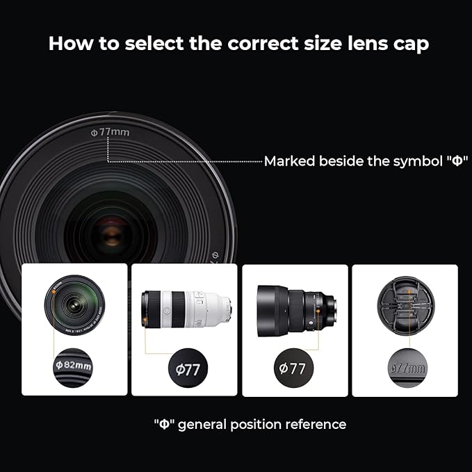 K&F Concept 58mm Lens Cap, 9-in-1 Center Pinch Lens Cover + Anti-Loss Keeper - Image 2