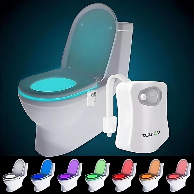 The Original Toilet Night Light Gadget, Fun Bathroom Lighting Add on Toilet by ZEZHOU