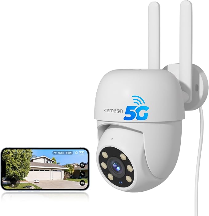 WiFi Security Camera Outdoor Wired, 2.4/5GHz Wi-Fi Camera by Camoon