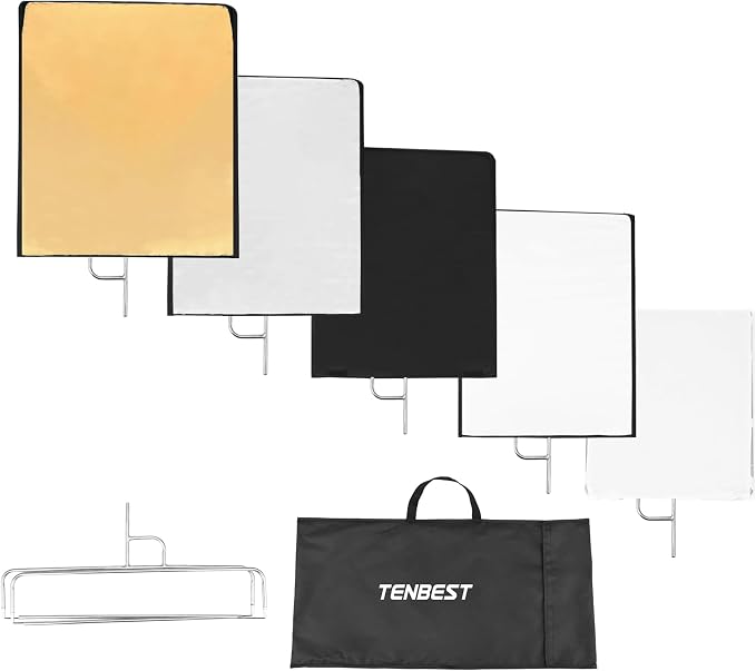 Photography Light Reflector Flag Kit, 30x35inches/75x90cm, 4-in-1 by TENBEST
