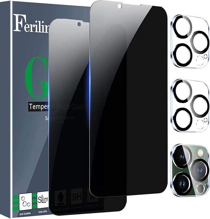Ferilinso for iPhone 13 Pro Privacy Screen Protector, 2 Pack 9H Anti Spy by Ferilinso