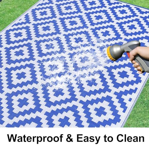 Smiry Outdoor Rug 10x14 ft Waterproof Reversible Boho Mat - Image 2