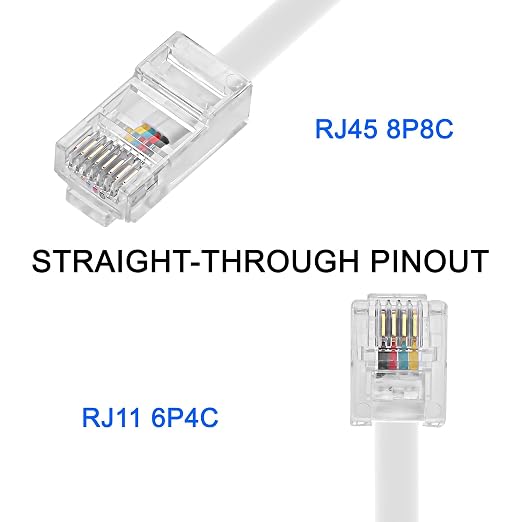 XMSJSIY RJ11 to RJ45 Phone Cable RJ11 Phone to RJ45 Ethernet Modem Data - Image 3