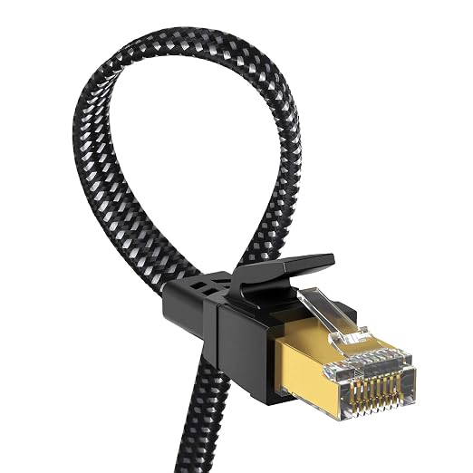 Cat 8 Ethernet Cable 3 ft, Nylon Braided High Speed Heavy Duty Cat8 Network LAN by Orbram