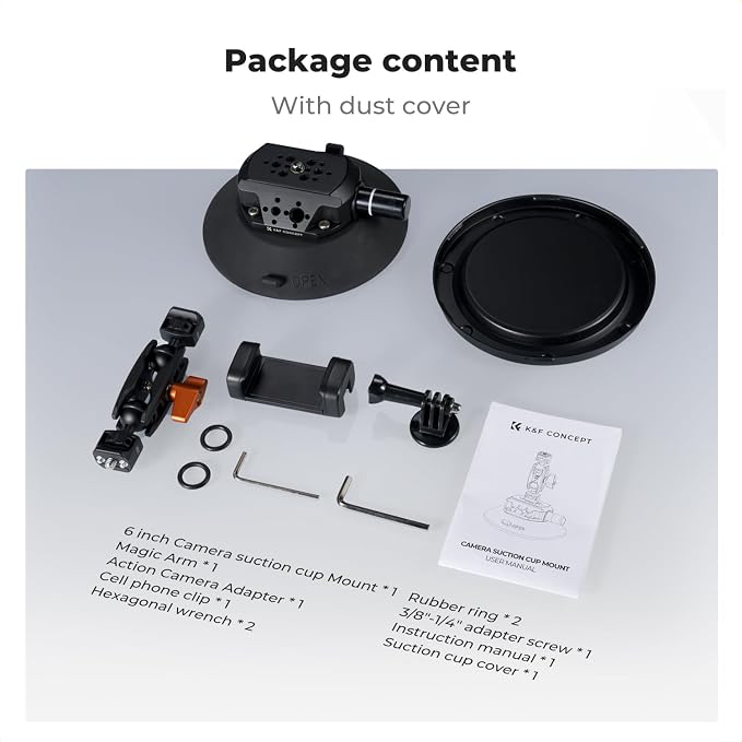K&F CONCEPT 6" Suction Cup Camera Mount - Image 6