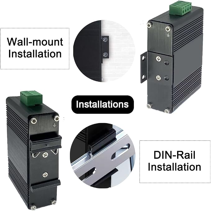 3 Ports Mini Industrial Gigabit Ethernet Switch 10/100/1000Mbps RJ45, - Image 7