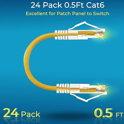 Rapink Patch Cables Cat6/ Cat6a 0.5ft Slim, Cat6a Ethernet Patch Cable 10G - Image 2