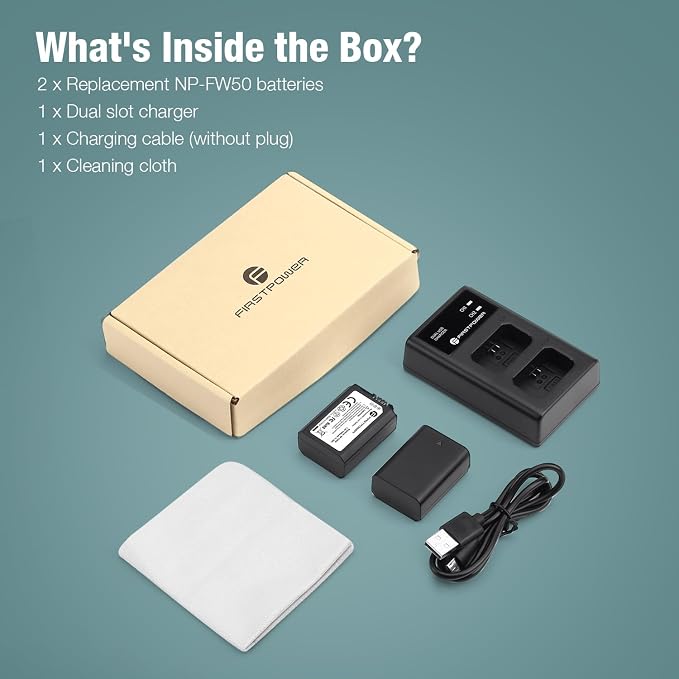 FirstPower NP-FW50 Battery 2-Pack and USB Dual Charger Compatible - Image 7