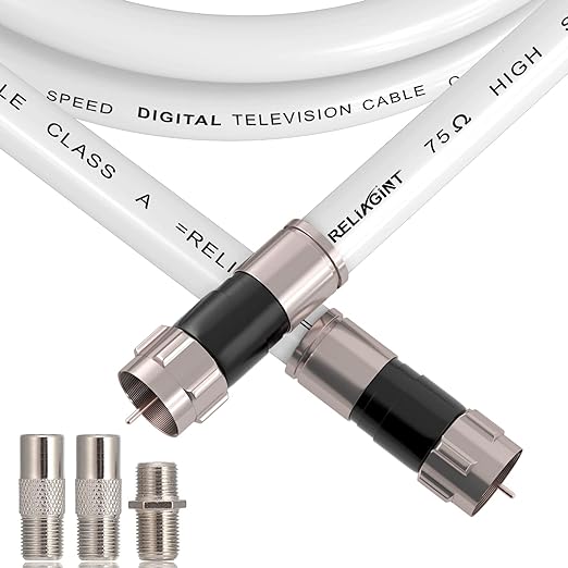 75ft RG6 Coaxial Cable White, 75 Ohm Coax Cable by RELIAGINT