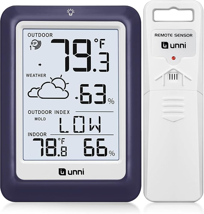 Indoor Outdoor Thermometer Wireless Weather Station, Temperature Humidity by UUNNI