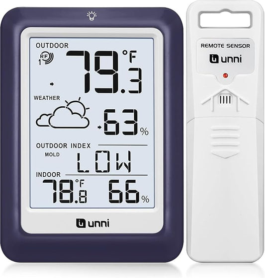 Indoor Outdoor Thermometer Wireless Weather Station, Temperature Humidity by UUNNI