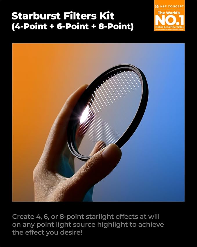 K&F CONCEPT 67mm Star Filters Kit 4 Points 6 Points 8 Points Cross Screen - Image 2