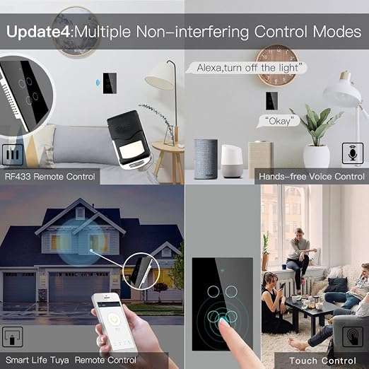 MOES 2.4GHz WiFi Wall Touch Smart Switch Neutral Wire Required, 3 Way - Image 4