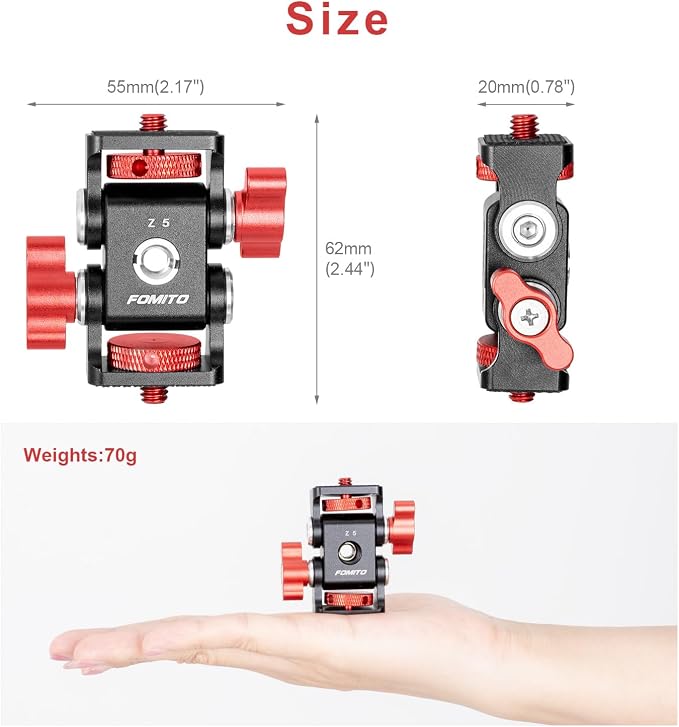 FOMITO Aluminum Alloy Dual Head 1/4'' Screw and 1/4'' Screw hole, DSLR Rabbit - Image 6