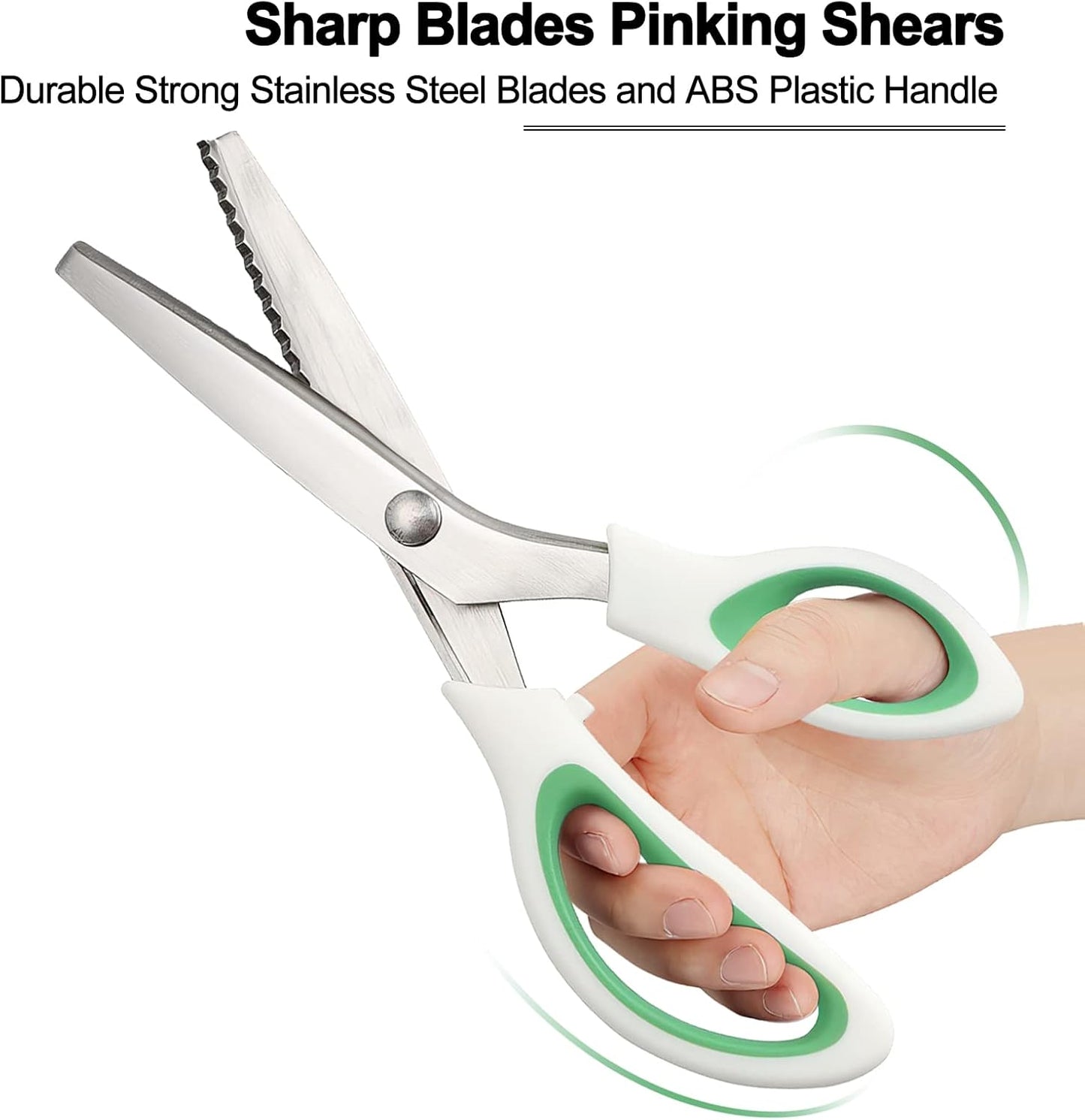 Pinking Shears for Fabric Cutting, Zig Zag Scissors, Scrapbook Scissors Decorative Edge for Adults, Great for Many Kinds of Sewing Fabrics Leather and Craft Paper, Professional Handheld Dressmaking