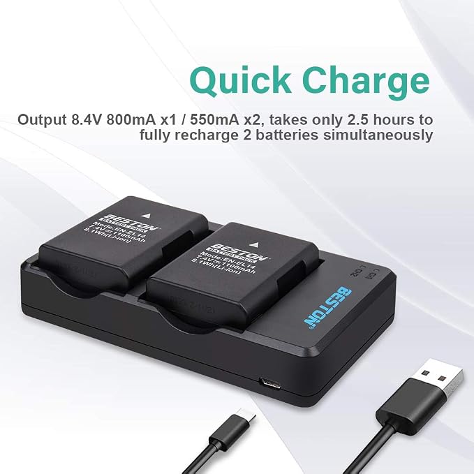 BESTON 2-Pack EN-EL14 / EN-EL14a Battery Packs and Rapid USB Charger Compatible - Image 5