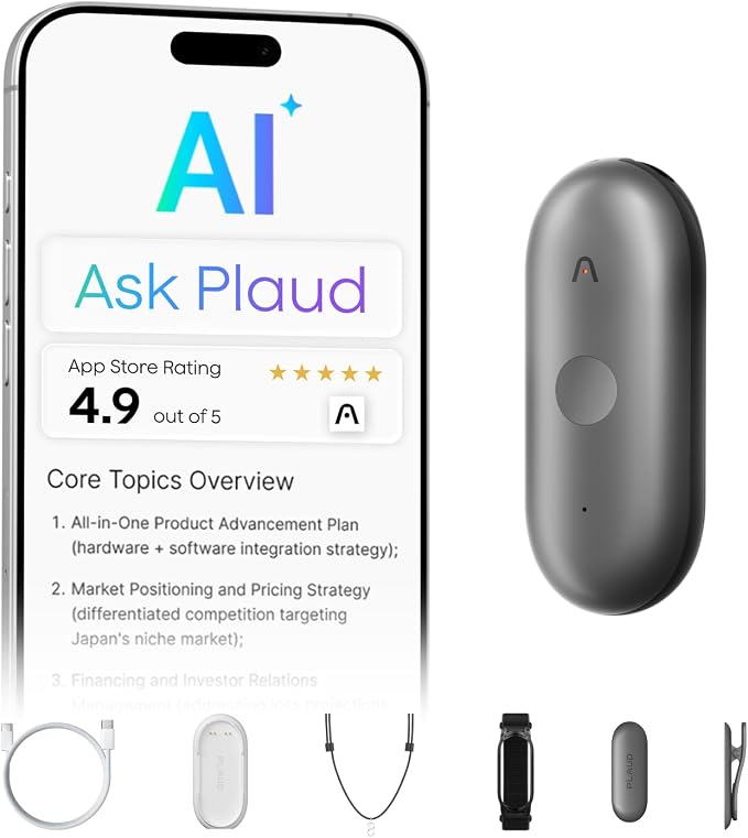 Plaud NotePin S AI Voice Recorder, Wearable AI Notetaker, AI Transcribe & by PlaudOfficial