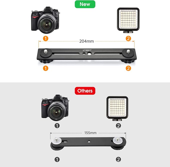 UTEBIT 8 inch Flash Bracket, Dual Camera Mount Flash Bracket Extension Bar - Image 4