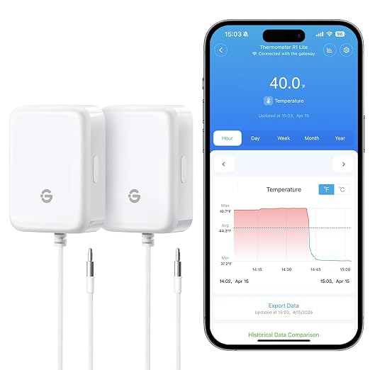 GoveeLife Refrigerator Freezer Thermometer 2 Pack, Smart APP Alerts by GoveeLife