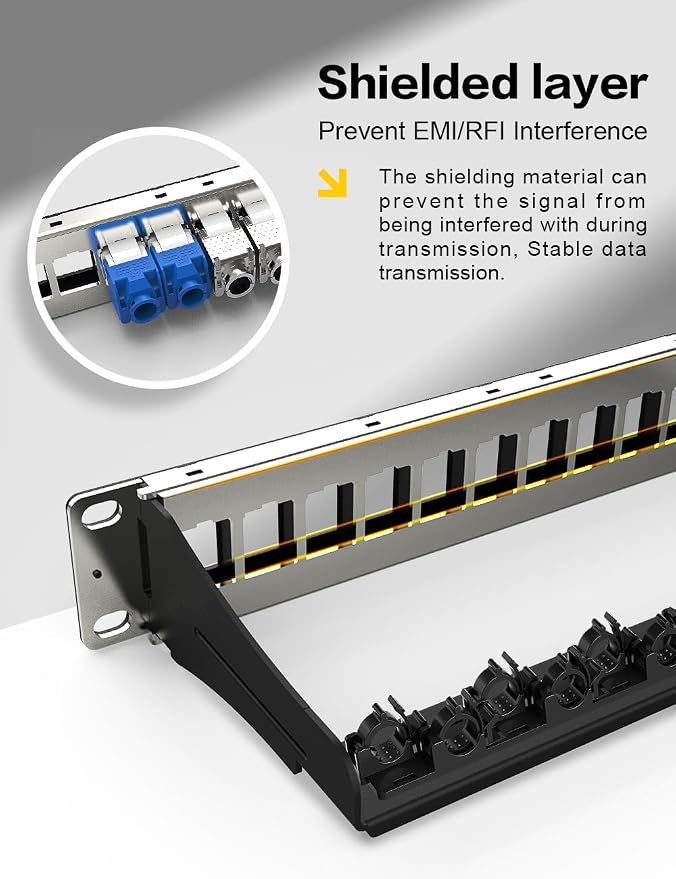 12Port Blank Keystone Patch Panel 1U Keystone Patch Panel 10 Inch Shielded - Image 6