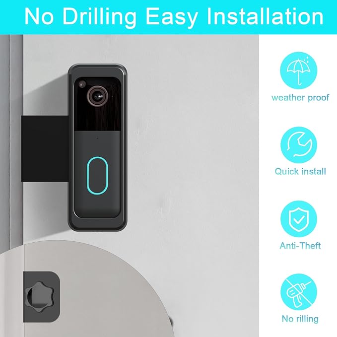 AISVAN Anti-Theft Blink Doorbell Door Mount, No-Drill Mounting Bracket - Image 5