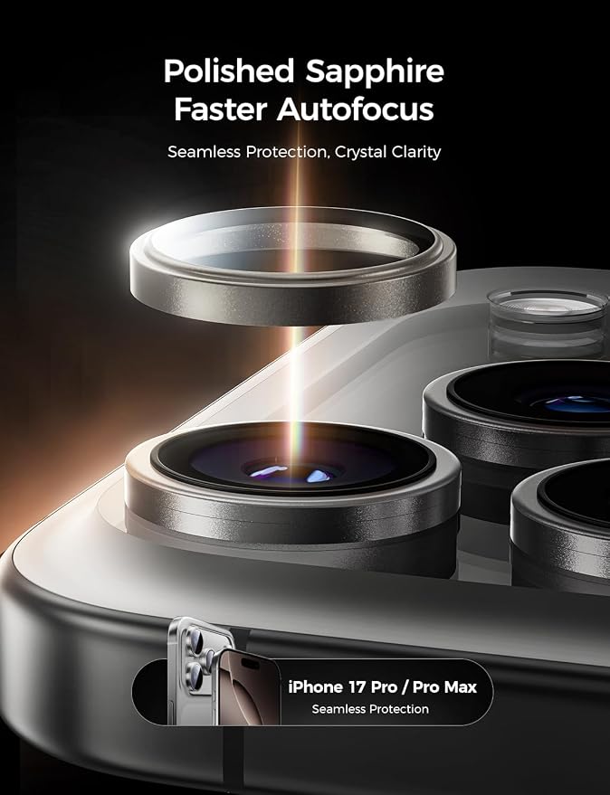 MAGIC JOHN for iPhone 17 Pro Max/17 Pro Camera Lens Protector 9H Aerospace - Image 3