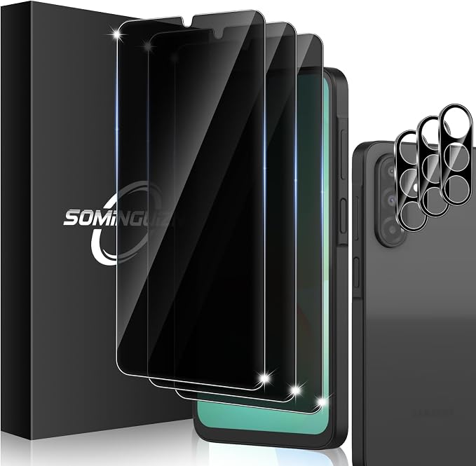 3+3 Pack for Samsung Galaxy A26 5G Privacy Screen Protector & Phone Camera Lens by SOMINGUIZN