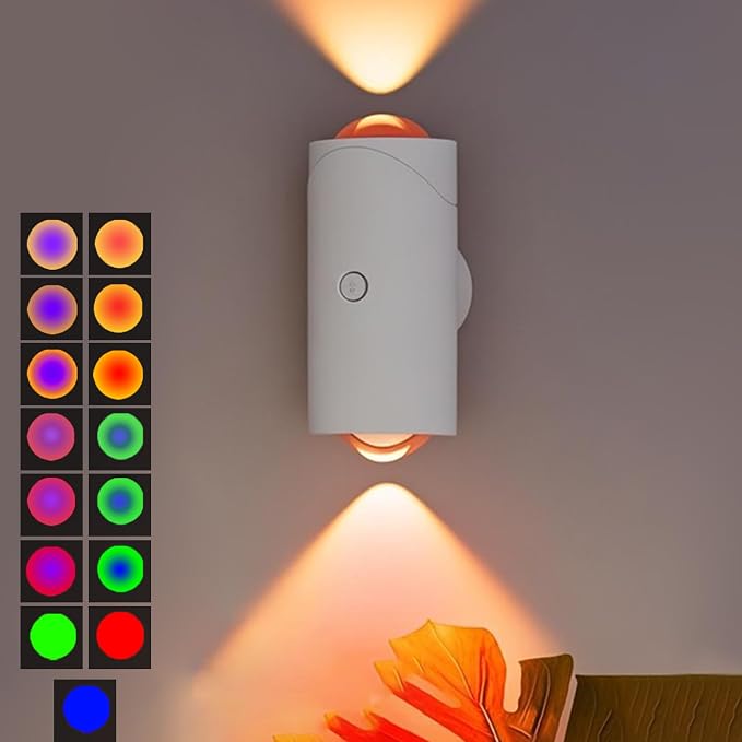 LED Wireless Wall Sconce with 7 Colors Changing, Motion Sensor Light Indoor by NINE+SQUARE+EGOU