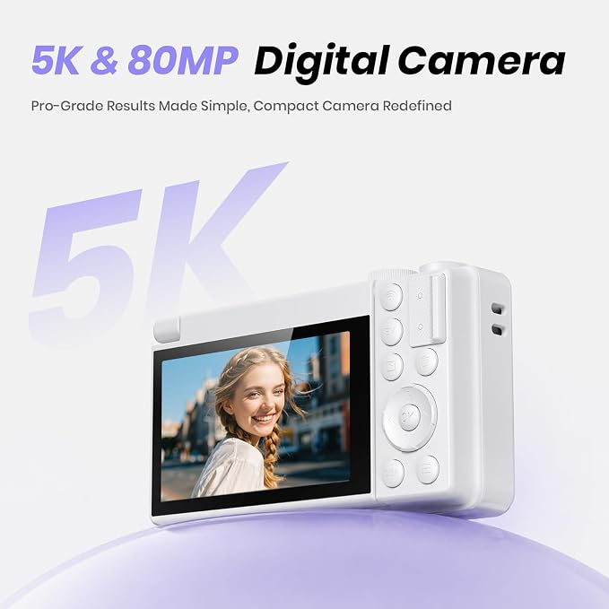 5K Digital Camera for Photography, 2026 Latest 80MP Autofocus WiFi Vlogging - Image 2